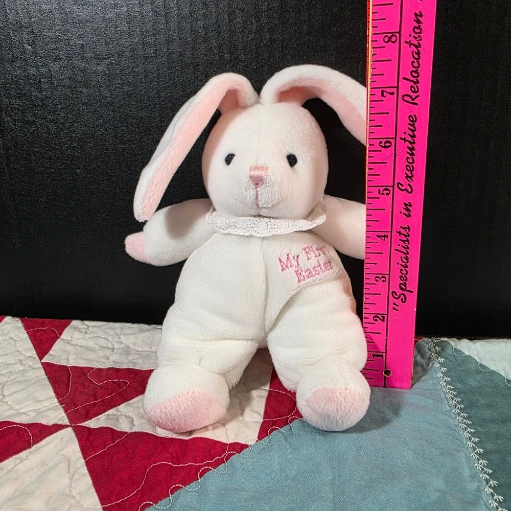 Chosun International Plush Bunny Small White‎ Pink My First Easter Lace Collar